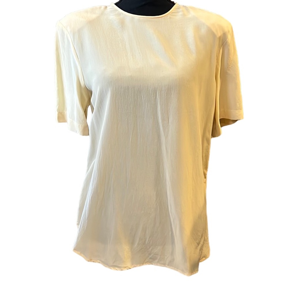 VINTAGE JH COLLECTIBLES SILK SHORT SLEEVE BLOUSE CREAM SIZE 10